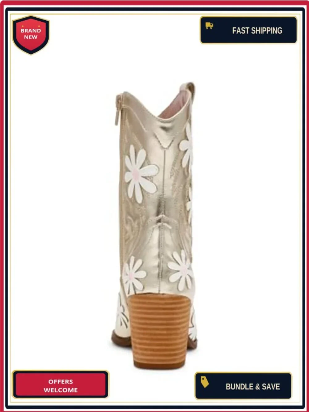 Betsey Johnson Women's Pointed Toe Western Bootie with Wood-Like Heel